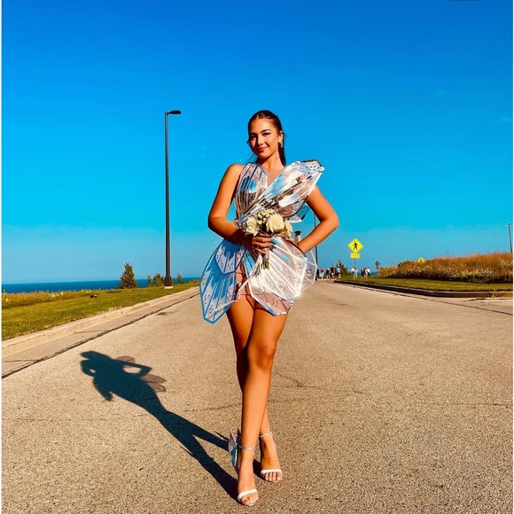 Sheer Nude and Silver Mirrored Cocktail Dress prom dress - Picture 6 of 17